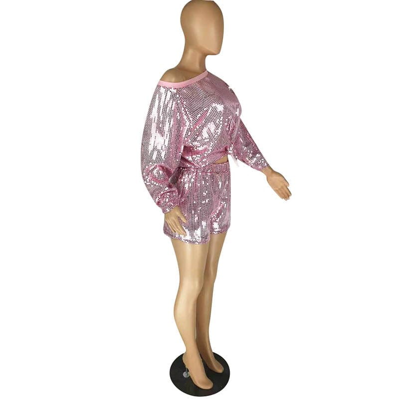 L282875 New Fashion Shimmer Sequins Short Set