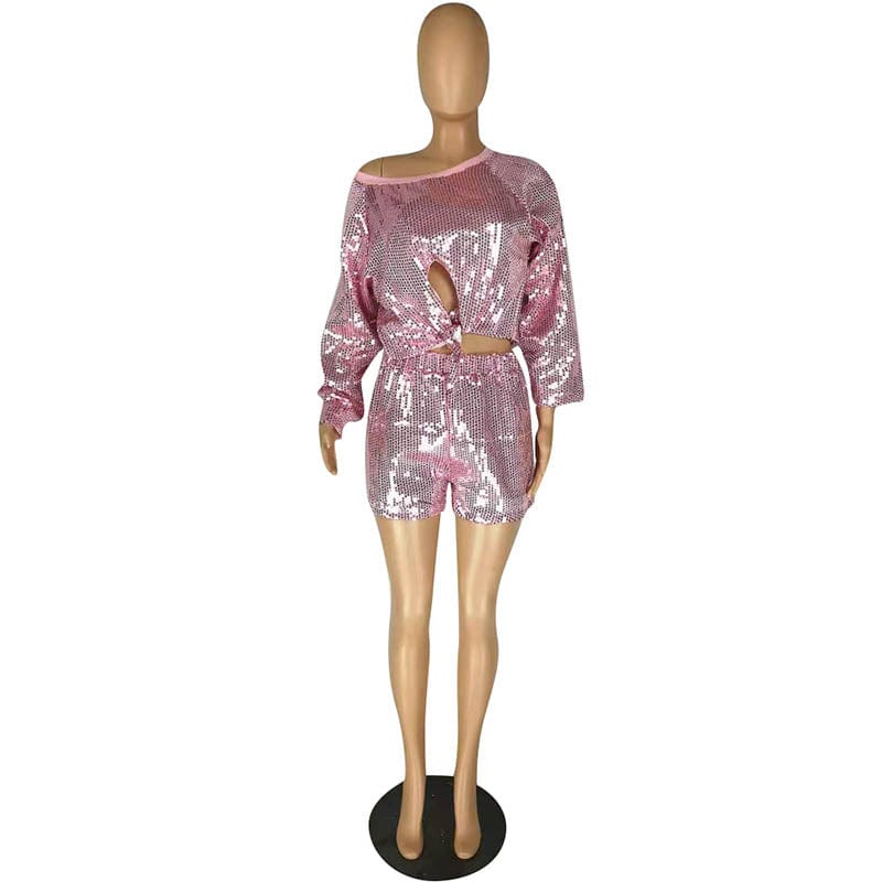 L282875 New Fashion Shimmer Sequins Short Set