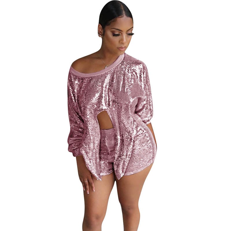 L282875 New Fashion Shimmer Sequins Short Set