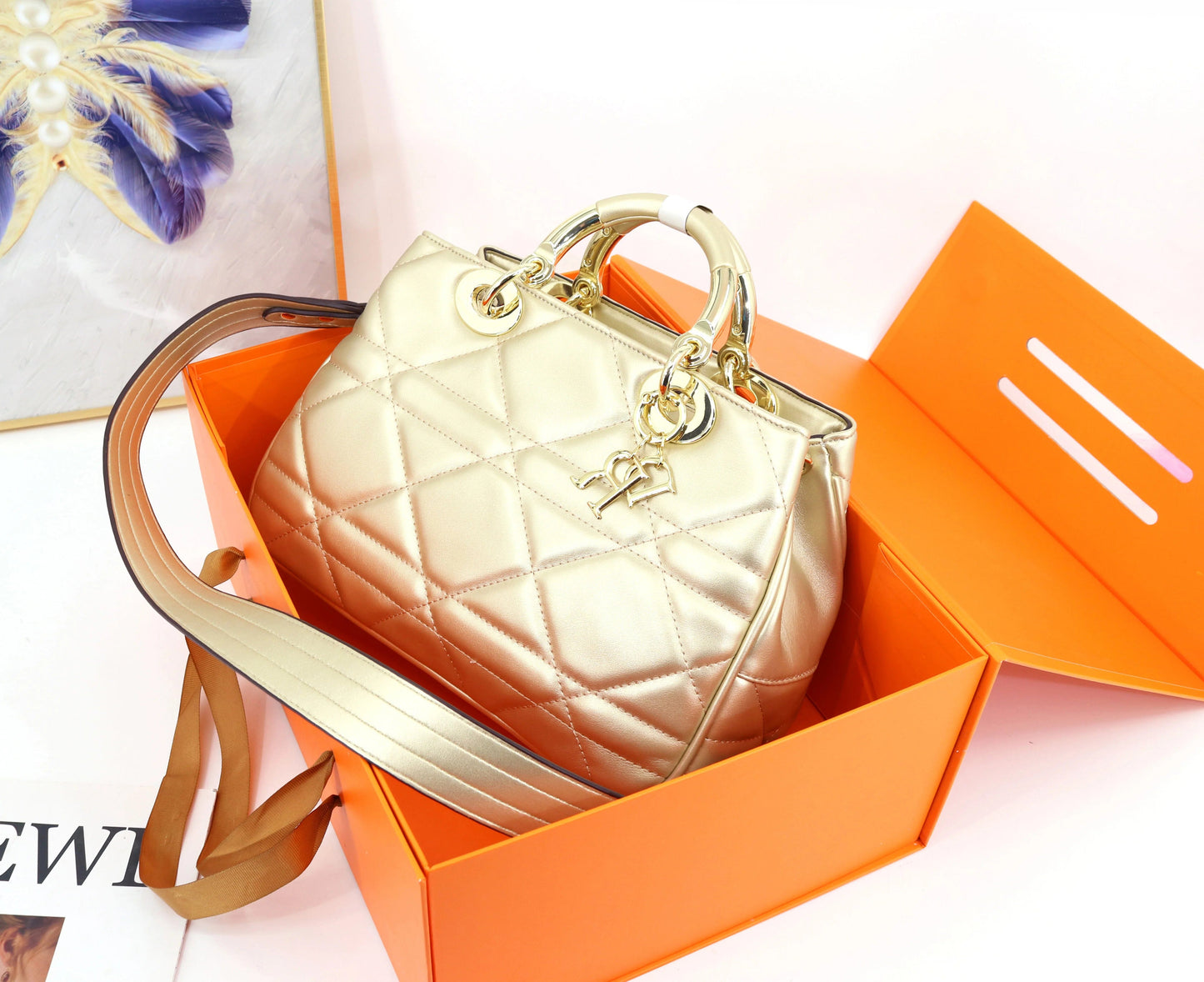 L33*W13.5*H21*HANDLE9 CM / 230215 golden Super products handbag for women soft PU leather ladies designer bag quality metal handle 33 cm