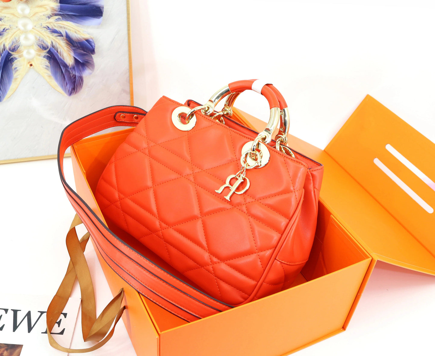 L33*W13.5*H21*HANDLE9 CM / 230215 orange Super products handbag for women soft PU leather ladies designer bag quality metal handle 33 cm