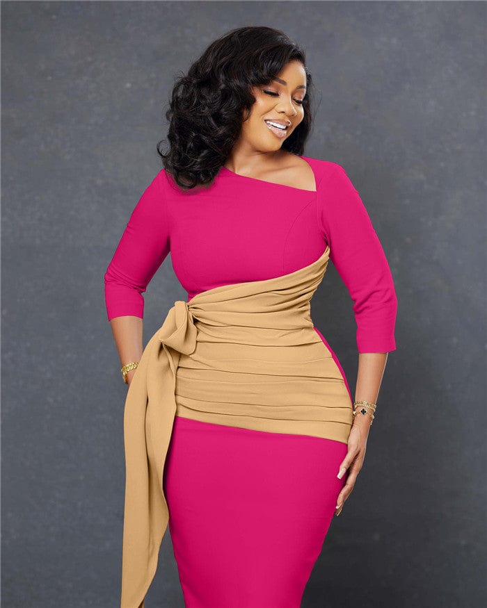 L483-african dresses for women clothing waist tie elegant dresses simple bodycon dress