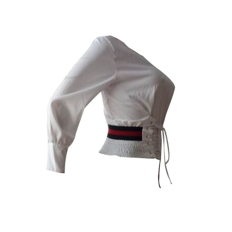 L99170 Wholesale Women Girls Fashion Solid Color Waist Bandage T-Shirt