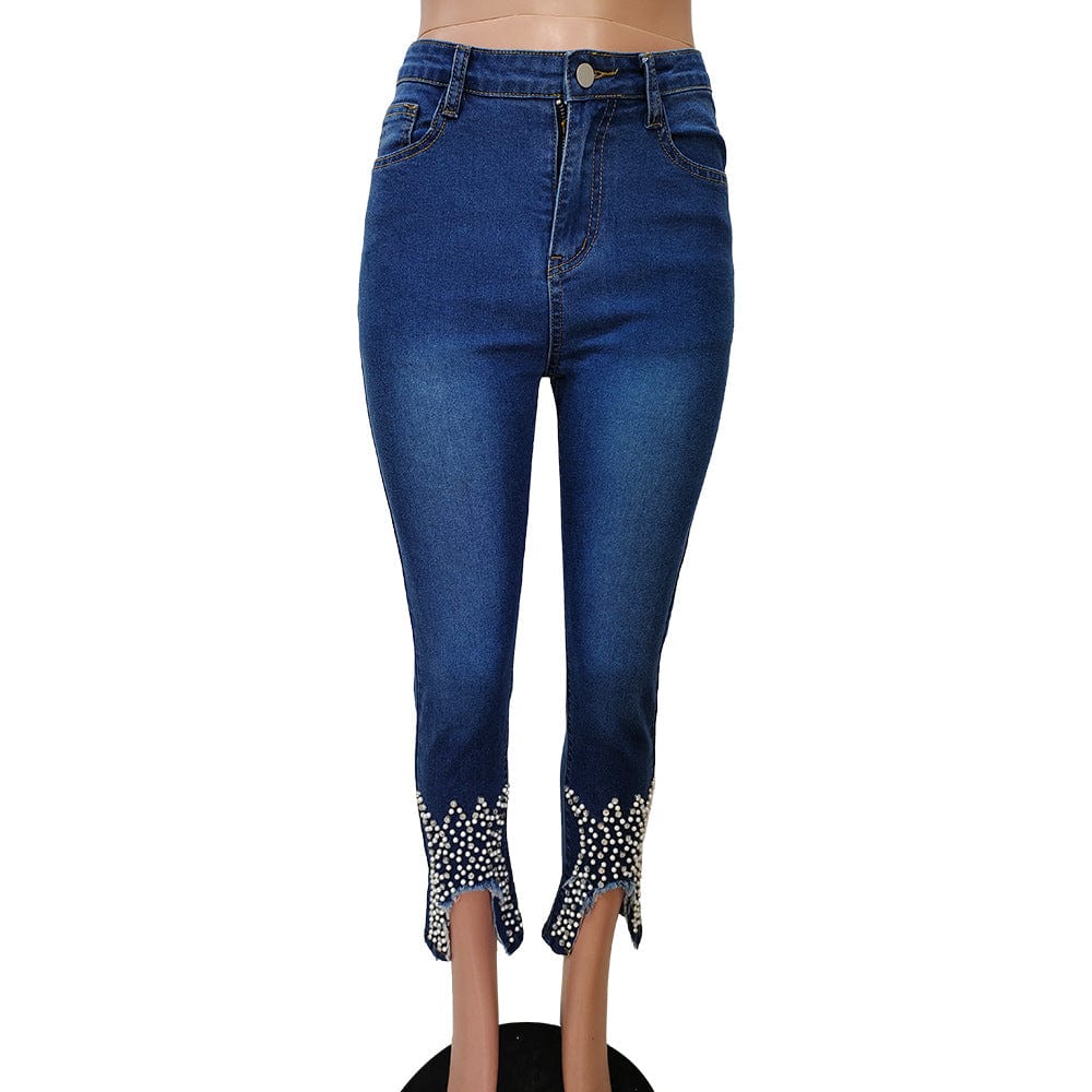 L99471 Wholesalers New design Fashion Denim Women's Beaded Jeans
