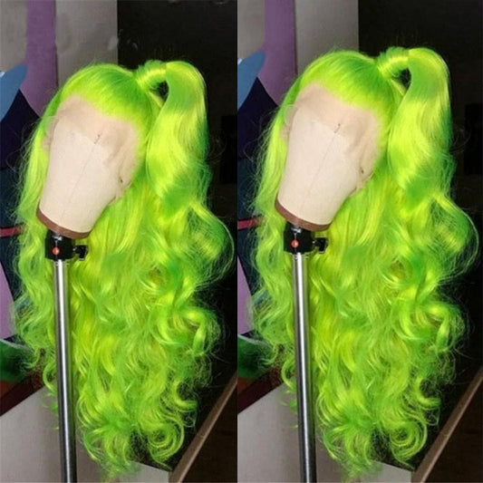 Lace Front Human Hair Wigs GreenColor Human Hair Wig Brazilian Body Wave Lace Frontal Wig Pre-Plucked Virgin Hair