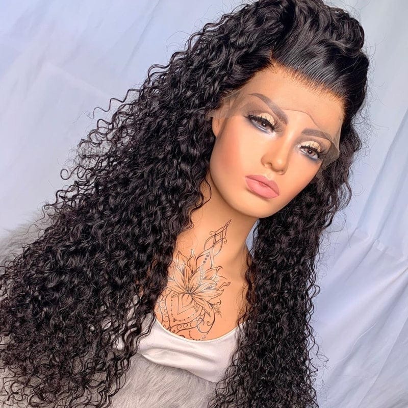 Lace Frontal Wigs for Women Deep Curly Lace Front Human Hair Wigs Transparent Deep Wave Brazilian Hair Swiss Lace Long 150% 180%