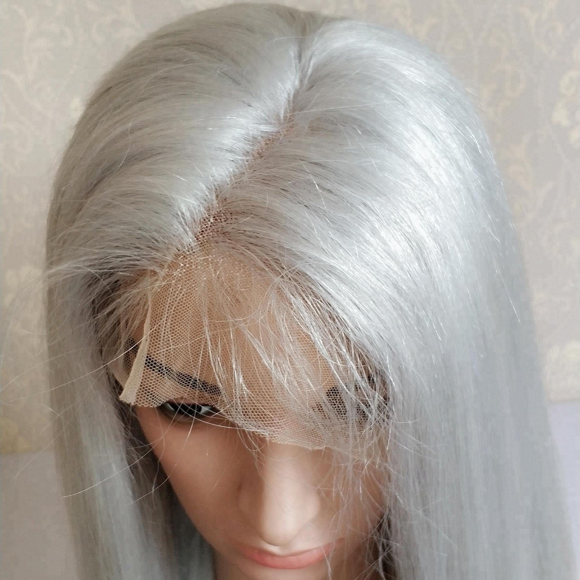 Lace Wigs Vendor 24inch Peruvian Human Hair Silver Color White Color Full Lace Wig Cuticle Aligned Hair For Black Women