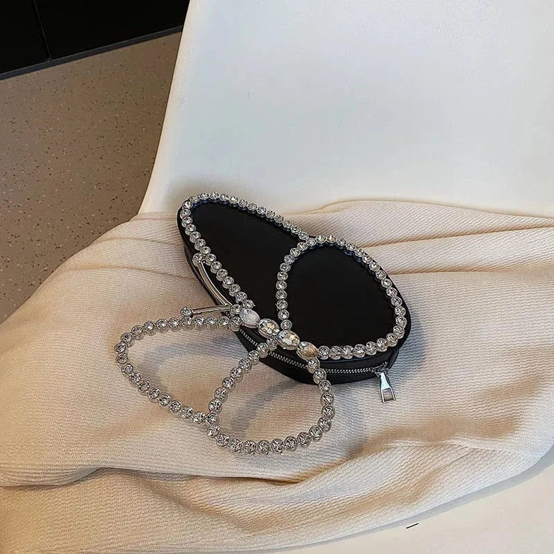 Ladies Butterfly Sequin Evening Clutch Bags Wedding Party Women Designer Metallic Handle Crystal Rhinestone Purses And Handbags