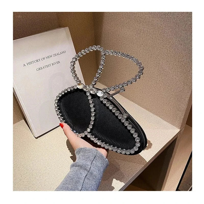 Ladies Butterfly Sequin Evening Clutch Bags Wedding Party Women Designer Metallic Handle Crystal Rhinestone Purses And Handbags