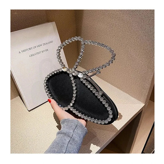 Ladies Butterfly Sequin Evening Clutch Bags Wedding Party Women Designer Metallic Handle Crystal Rhinestone Purses And Handbags