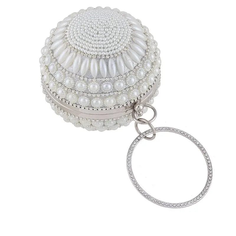 Ladies Crystal Pearl Beaded Ball Shaped Women Dinner Purse Evening Clutches Pearl Round Crystal Purse Bag