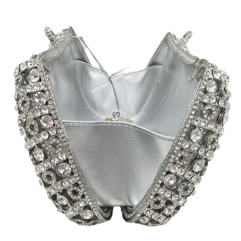 Ladies Handmade Diamond Handbag Hollow Out Bow Tie Crystal Evening Bags Luxury Metal Frame Flower Clutch Bag Purse for Women