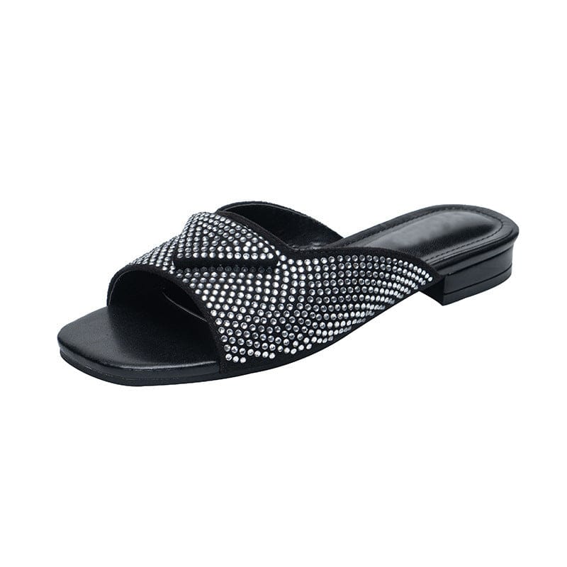 ladies heels outside wearing low heeled sandals women's rhinestone block heel women's shoes wholesale slides slippers