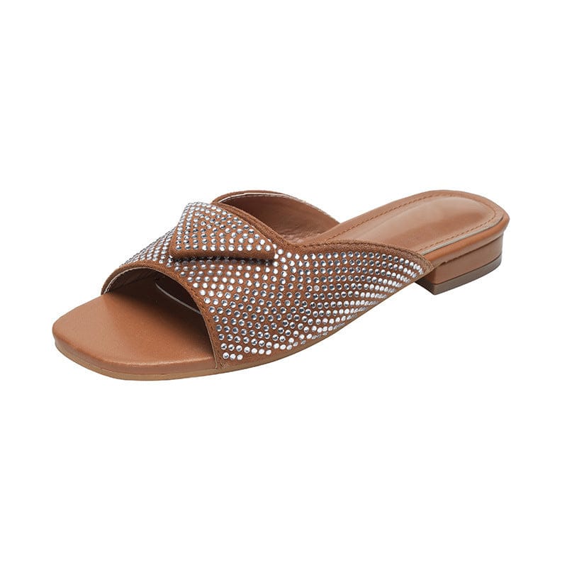 ladies heels outside wearing low heeled sandals women's rhinestone block heel women's shoes wholesale slides slippers