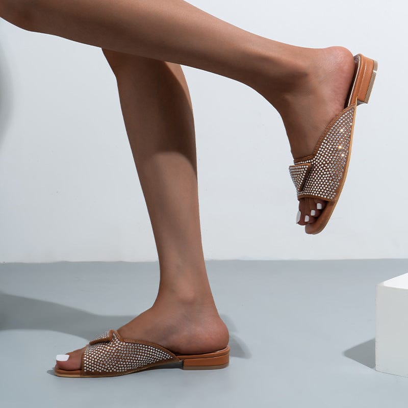 ladies heels outside wearing low heeled sandals women's rhinestone block heel women's shoes wholesale slides slippers