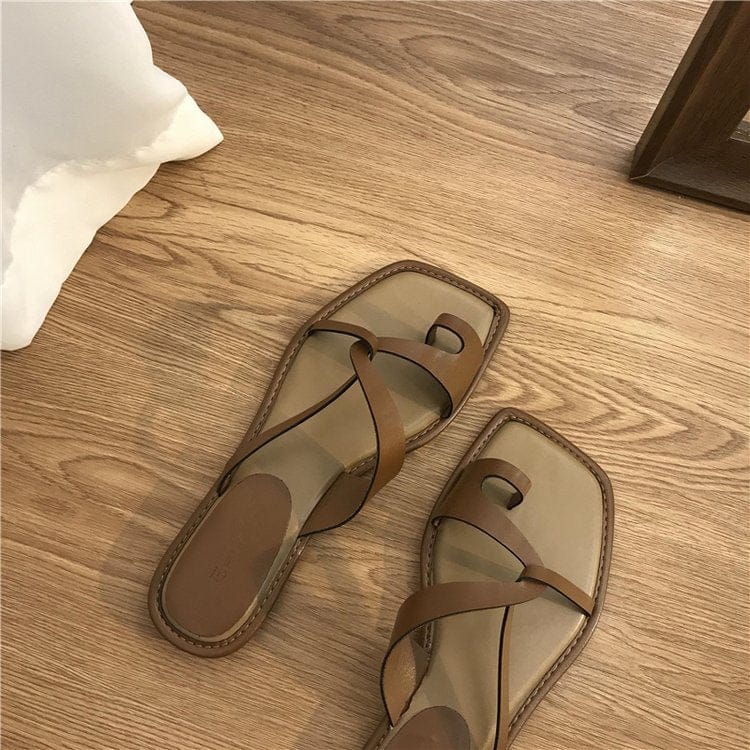 ladies indoor outdoor beach Set toe slippers women wear fashion flat sandals outside the summer women's slippers