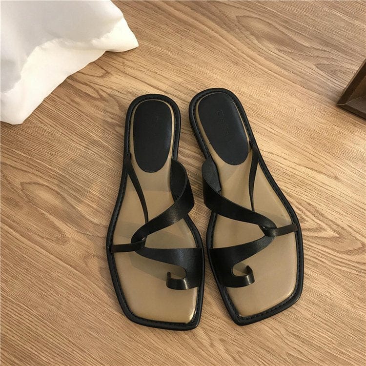 ladies indoor outdoor beach Set toe slippers women wear fashion flat sandals outside the summer women's slippers