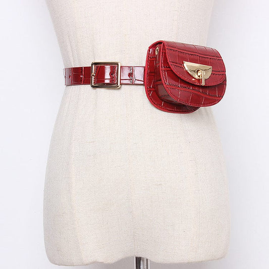 Ladies new design stone design belt waist bags female cute small chain sling bags for women pu leather leopard fanny pack