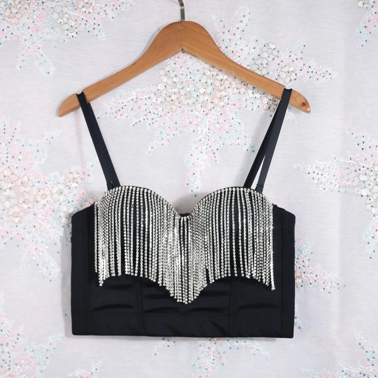 Ladies Sexy Party Bling Rhinestones Corset Cropped Top Trendy Diamond Bra Camisole Tank Top