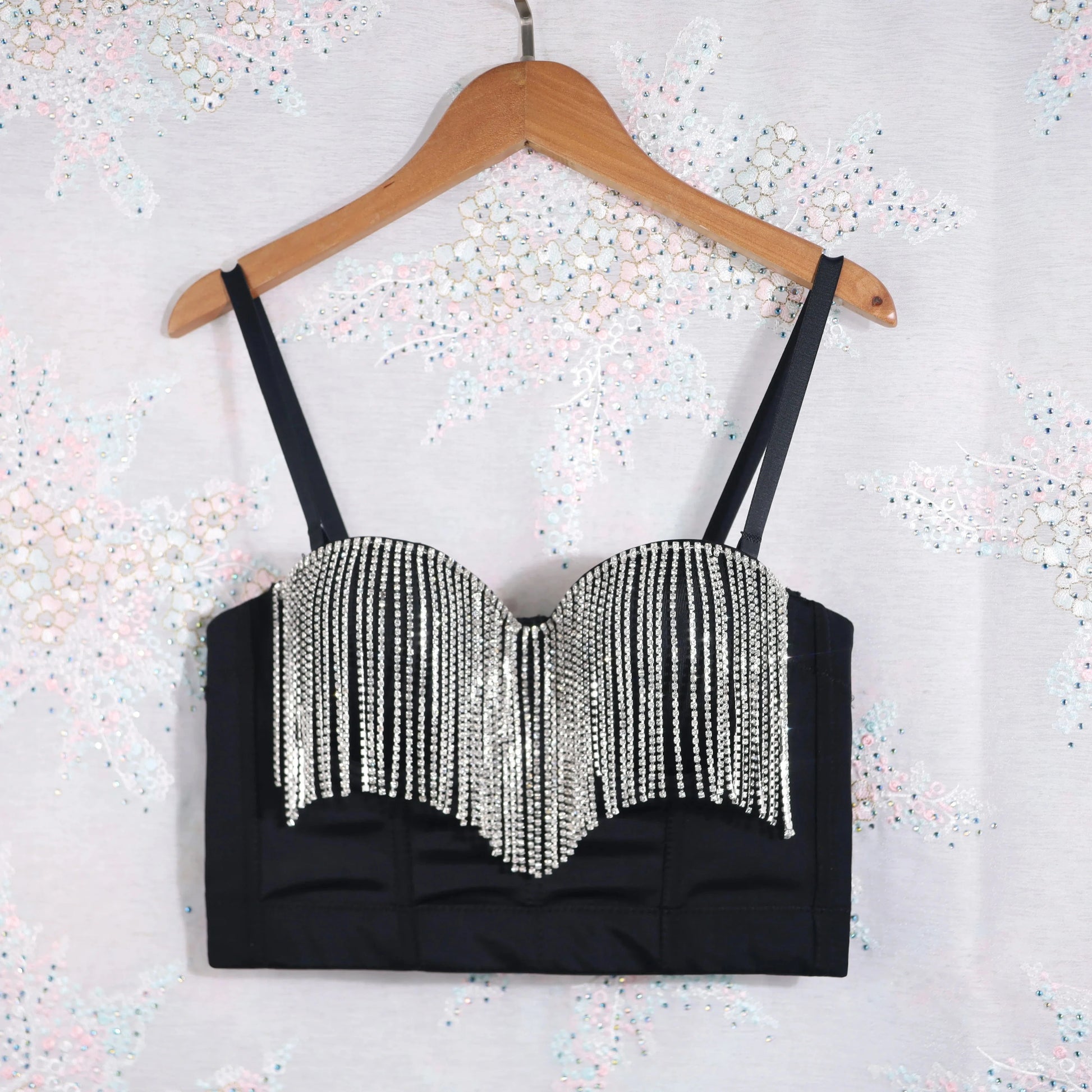 Ladies Sexy Party Bling Rhinestones Corset Cropped Top Trendy Diamond Bra Camisole Tank Top