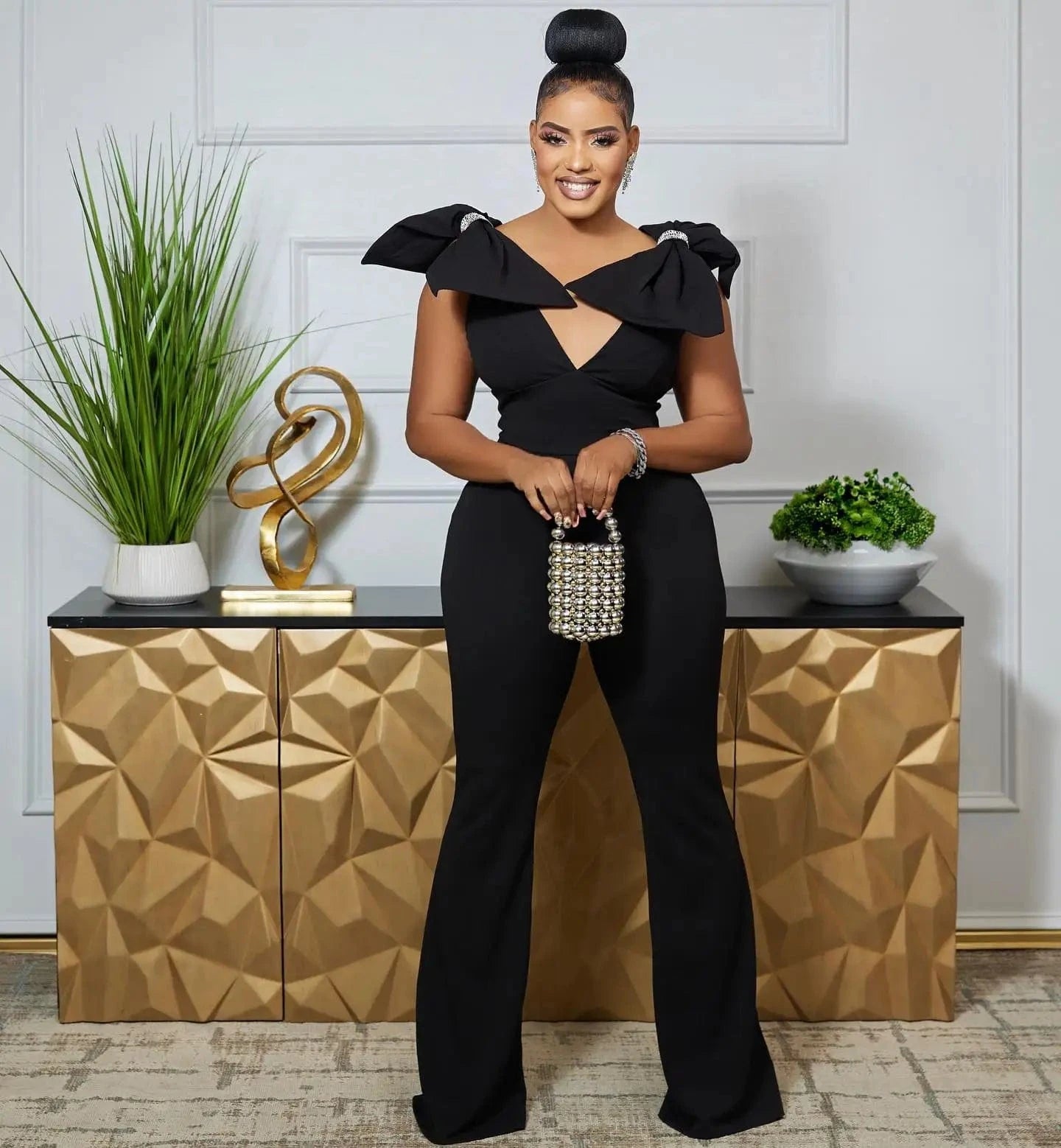 Ladies solid deep v neck backless tight women jumpsuit with sleeveless