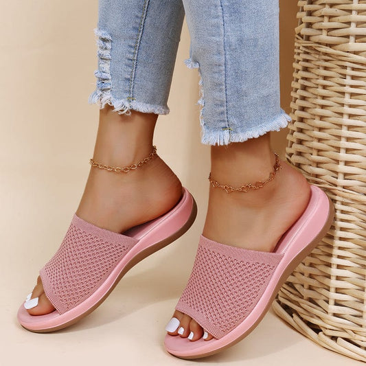 Ladies stylish high heel pink slides low cheap luxury pu sole latest design color pictures summer slippers for women