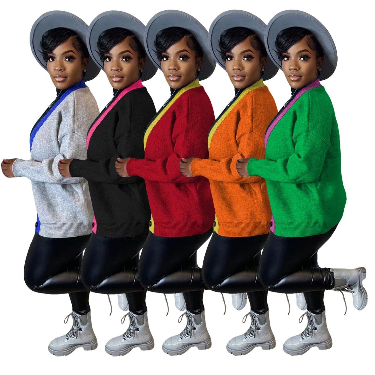 Ladies Trendy  Winter Womens Patchwork Knitted Coat 2022 Casual Cardigan Coats  for Autumn Women Clothing