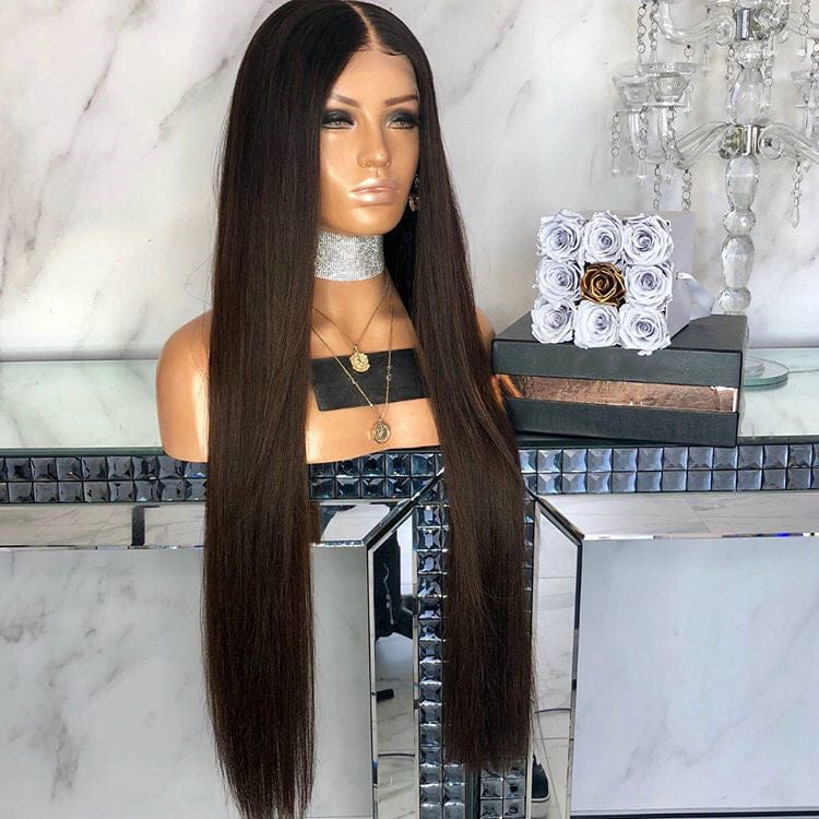Ladies Wigs Brown New Design Full Ponytail Wig For Small Head Straight Lace Front Hair Human Wigs Wholesale China