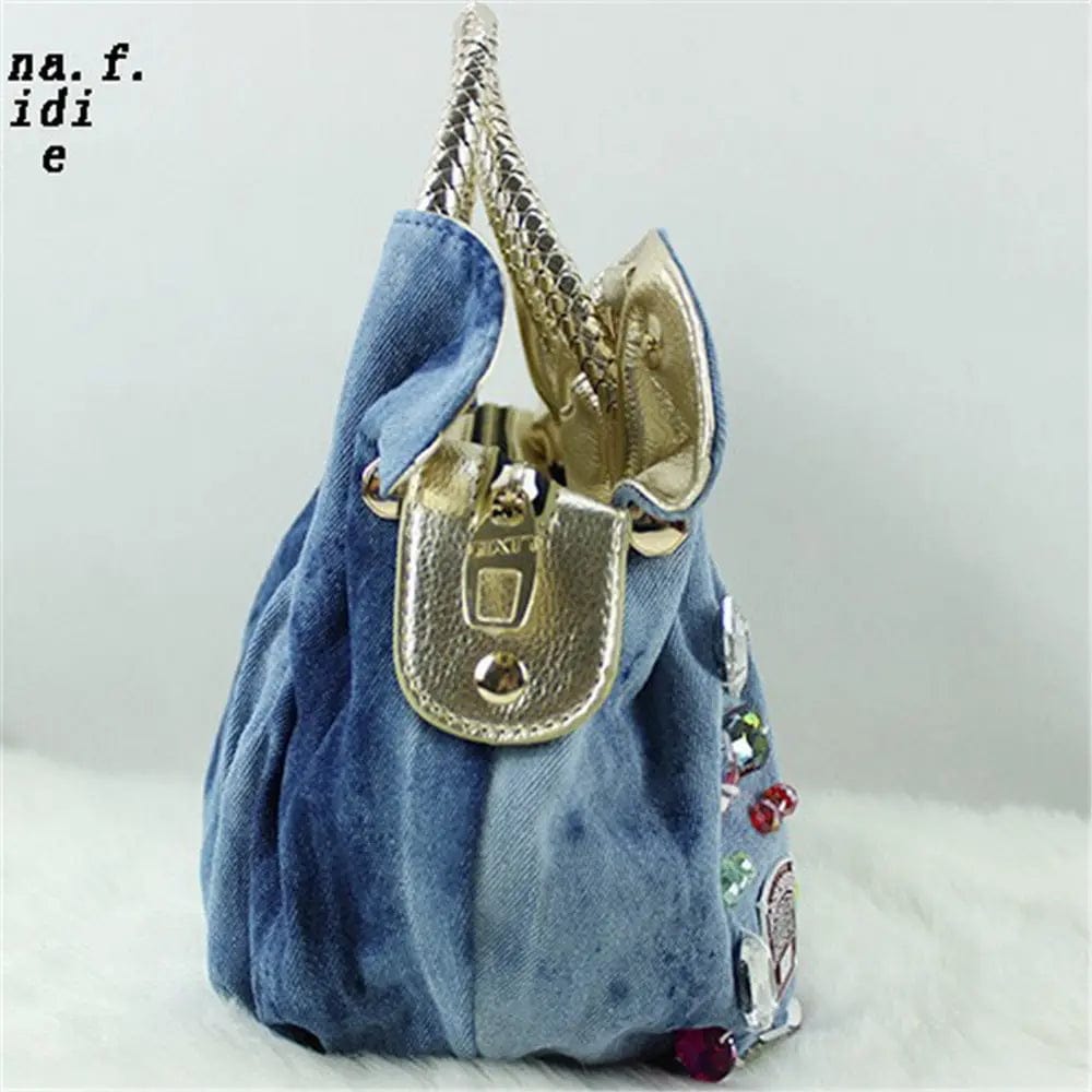 Ladies Women Messenger Crossbody Handbag Fashion Ladies Bag Dumpling Bag Diamond Denim Women Handbags Shoulder Bags