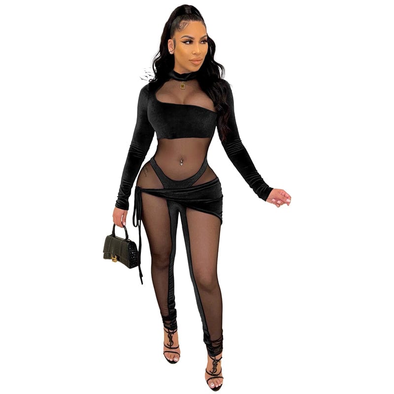 lady latex women sexy club birthday tight velvet mesh sheer long sleeve one piece romper jumpsuit sexy clothing for women sexy