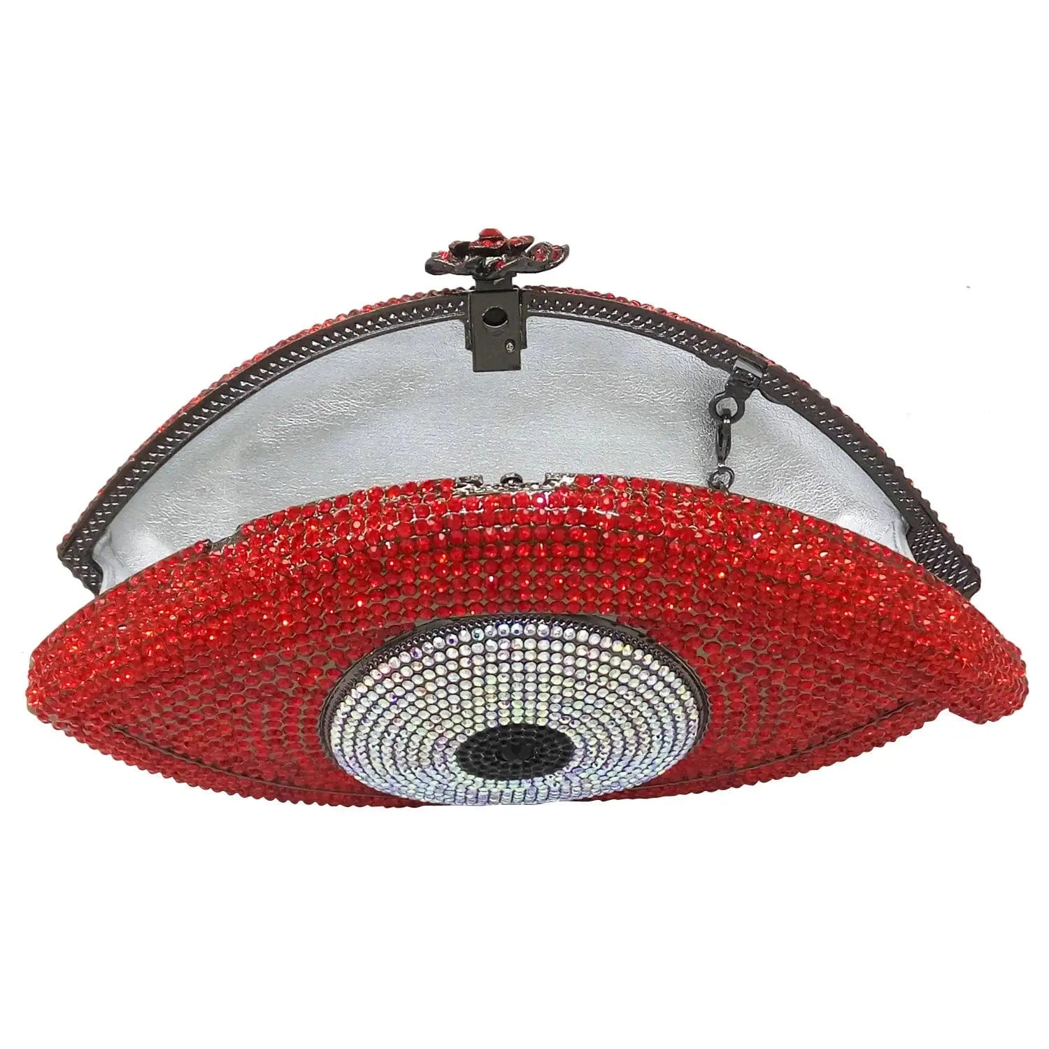 Lady New Design Good Quality Sparkle Metal Evening Purse Rhinestone  Handbag Evil Eye Shape Woman Clutch Bags