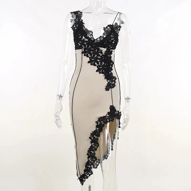 Lady Party Sexy Lace Dresses Spicy Girl Club Style Strapless Slim Slit Dress Bodycon Street Wear Outfits