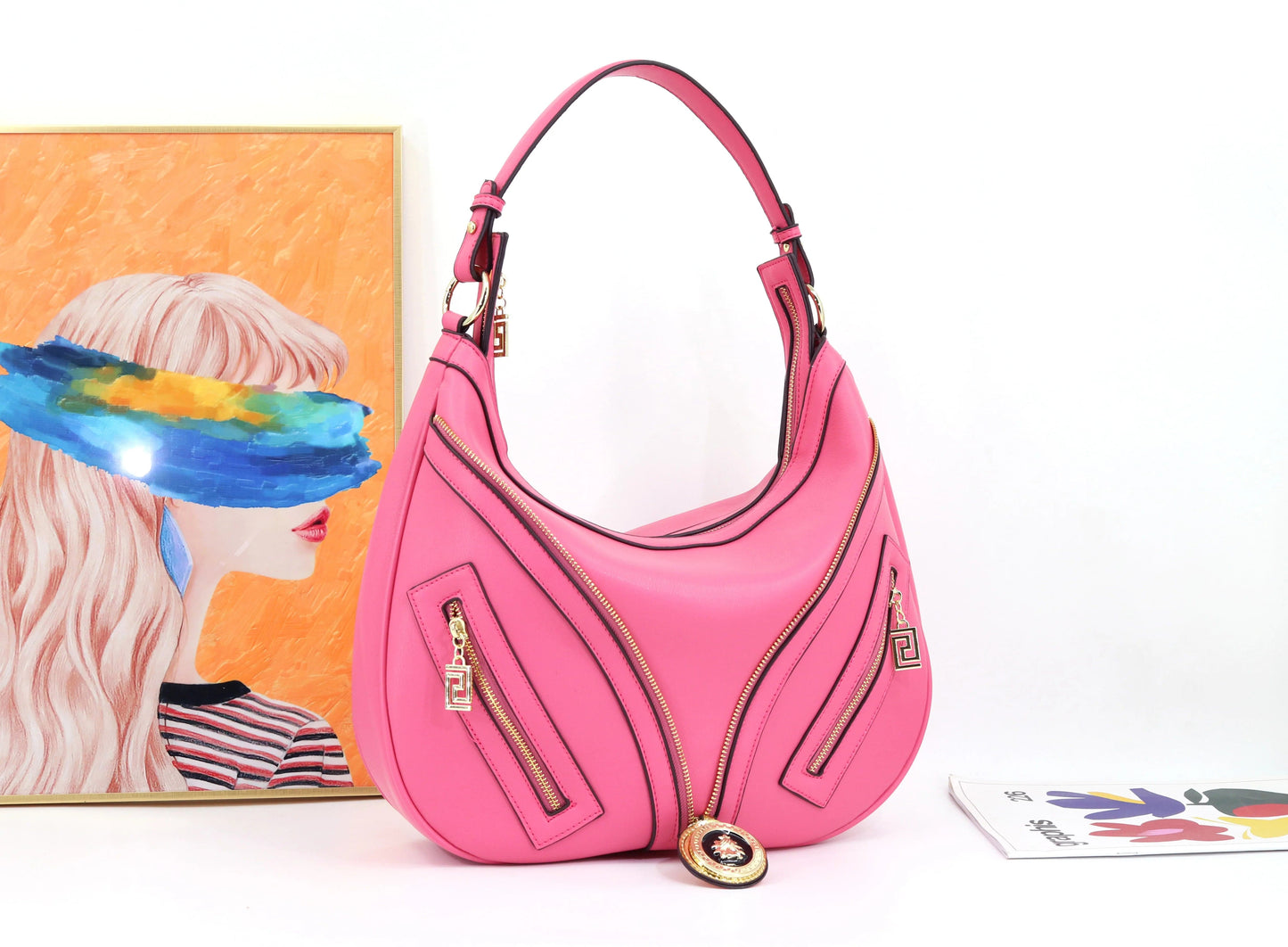 Ladysky top selling hobos shoulder bag for women soft Pu leather ladies bag big size designer underarm half moon bag factory