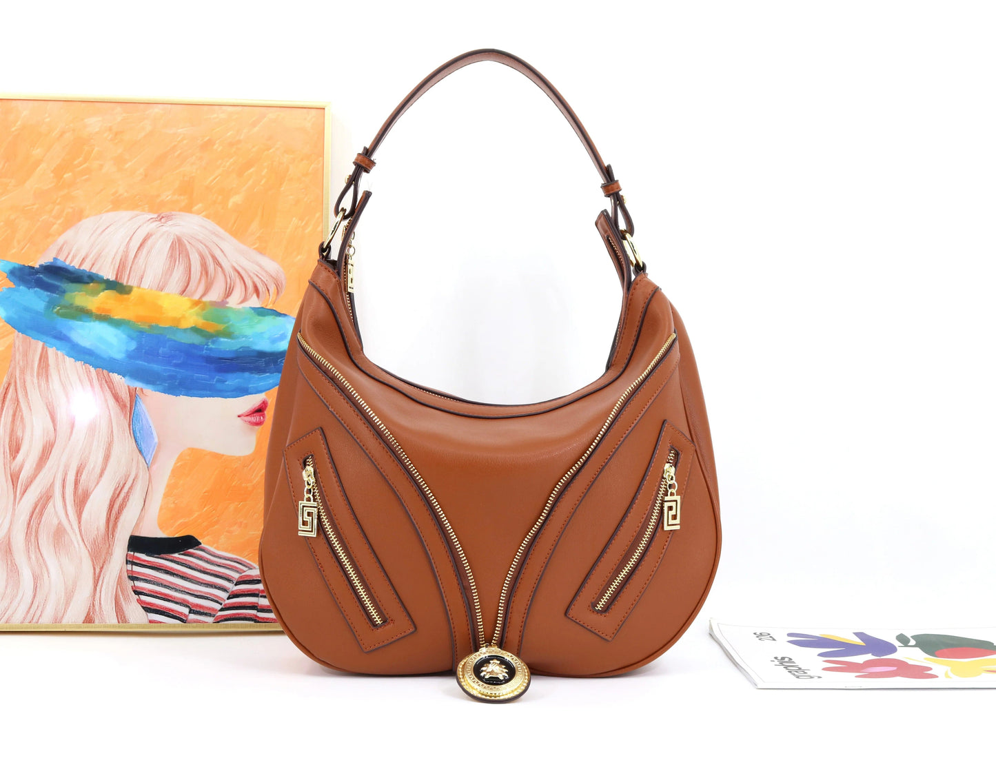 Ladysky top selling hobos shoulder bag for women soft Pu leather ladies bag big size designer underarm half moon bag factory