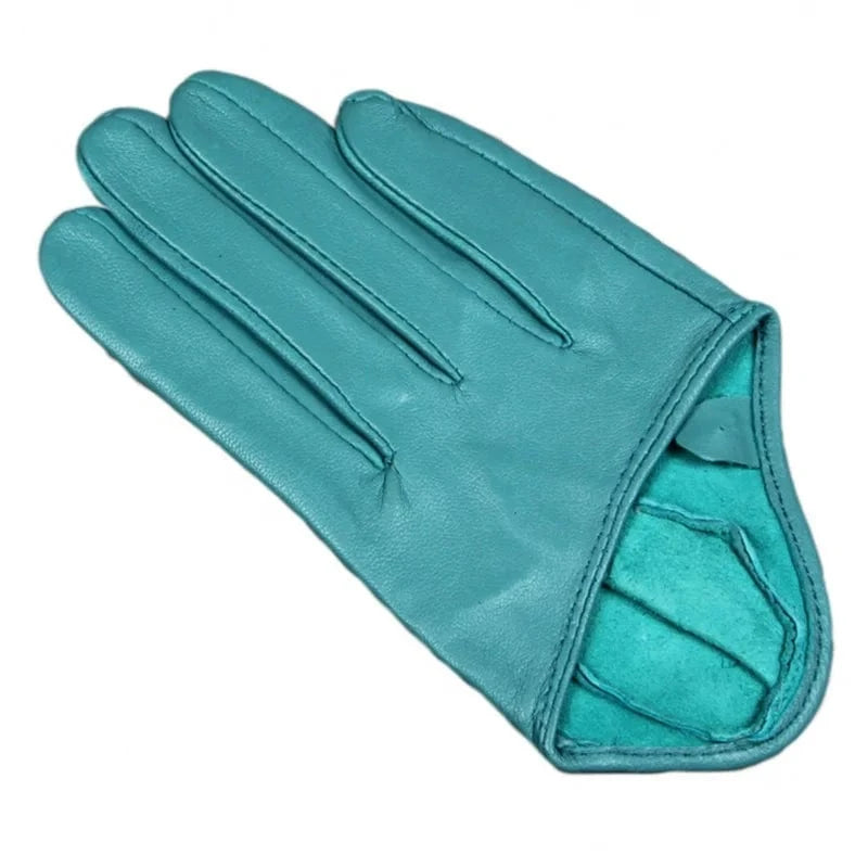 Lake blue Wholesale sheepskin leather party dress texting women sex gloves