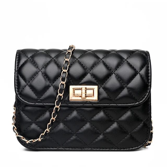 large black New style small fragrance women's bag all-match rhombus chain embroidery thread one shoulder messenger small square bag mini bag