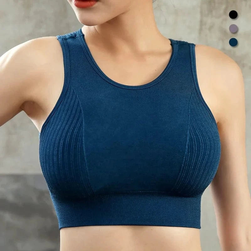 Large Size Wirefree Mesh Hollow Beauty Back Sujetador Deportivo Fitness Gym Yoga Bra High Impact Sports Bra Crop Top For Womens