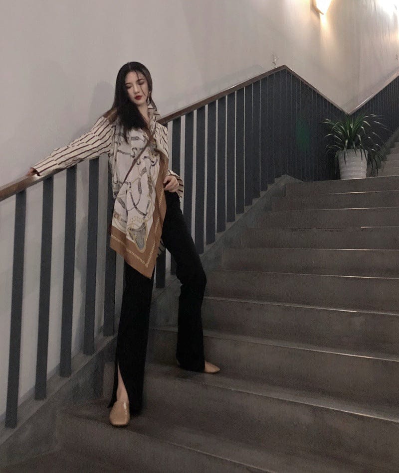 Latest Design Fashion High Quality Women Clothing Stripe Floral Printed Patchwork Casual Long Sleeve Blouse Shirt With Belt