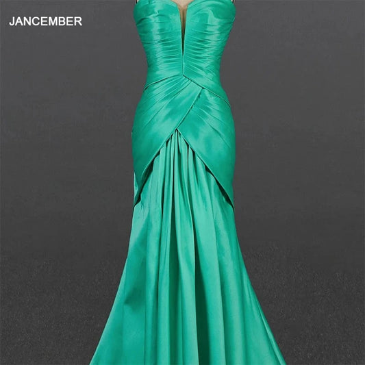 Latest Green Slim Tube Top Evening Dress Gathers Sexy Banquet Party Wedding Evening Party Skirt Lsdz82