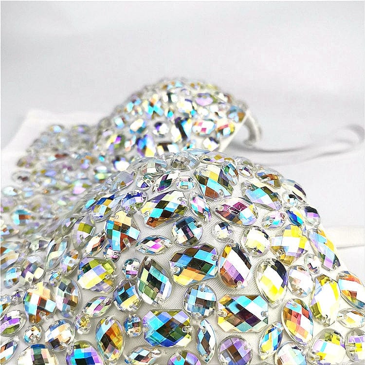 Latest Hot 34 Size Breast Shiny diamond Rhinestone Young Sexy Girls Wear Bra dance wear Lingerie For Women Party Wear