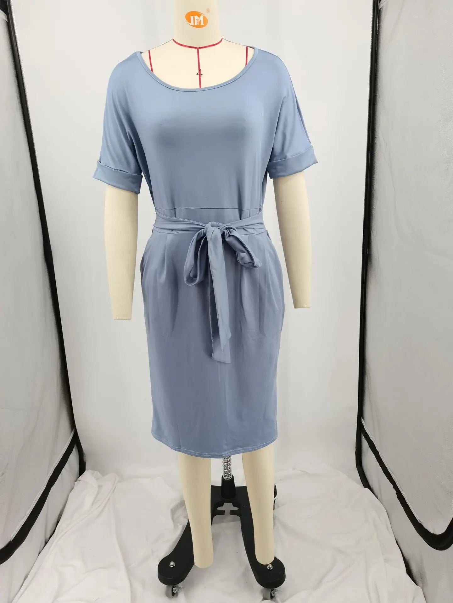 Latest Lady Office Career DressLace Up Solid Color Dress Women Office Dresses