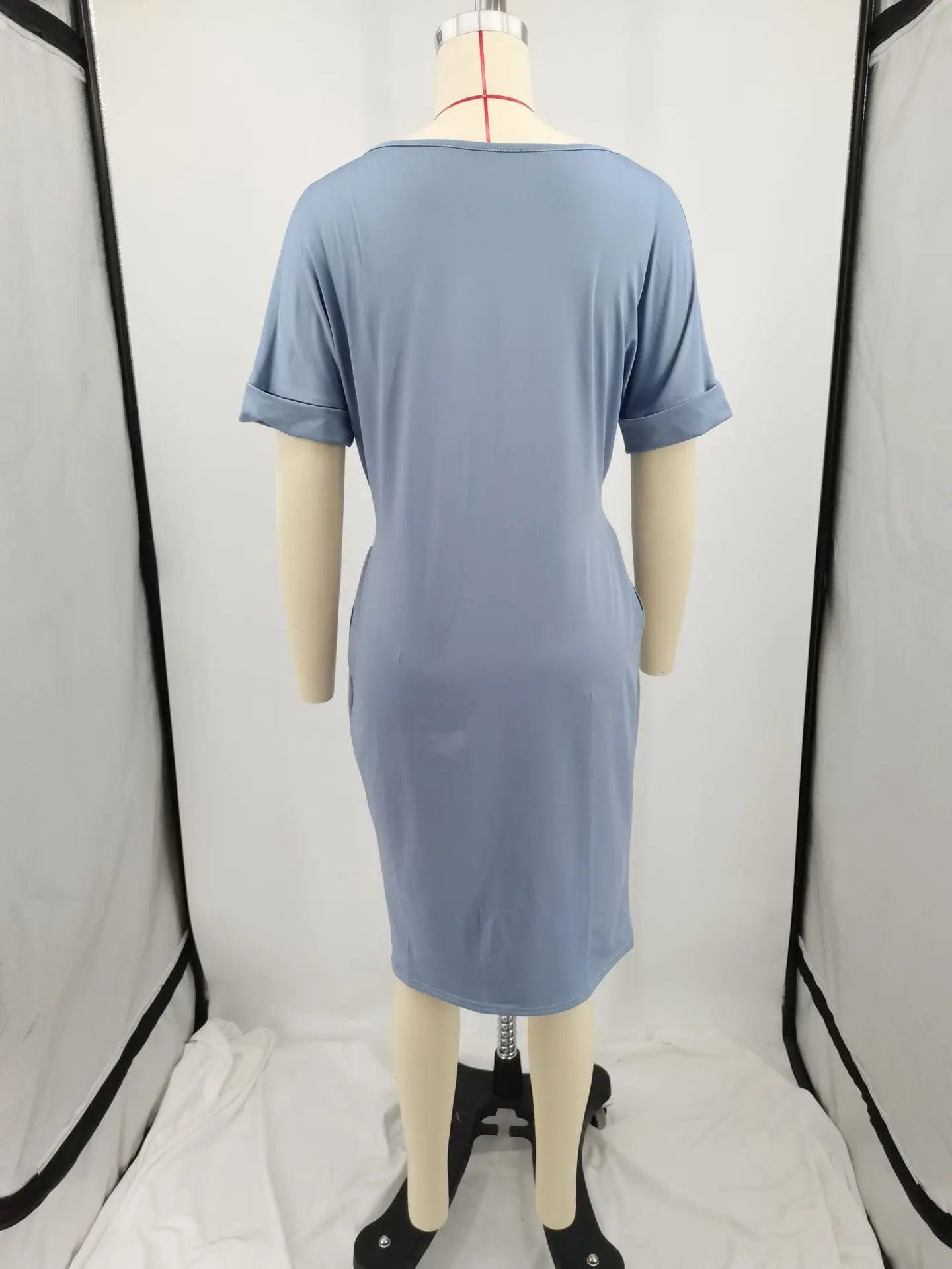 Latest Lady Office Career DressLace Up Solid Color Dress Women Office Dresses