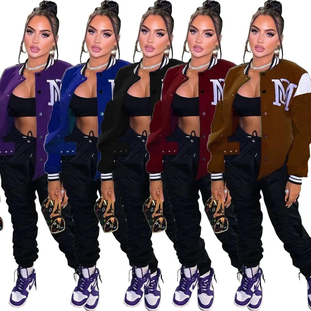 Latex Jogging Jacket Cover Ladies Winter Woman Bomber Jacket and Coat Cotton Poly Activewear Baseball Jacket Women