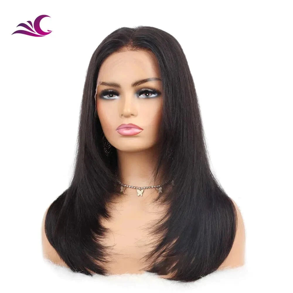 Layered Short 13x4 Bone Straight Lace Front Wig Preplucked Unprocessed Vietnames Human Hair Ear to Ear Lace Front Wigs
