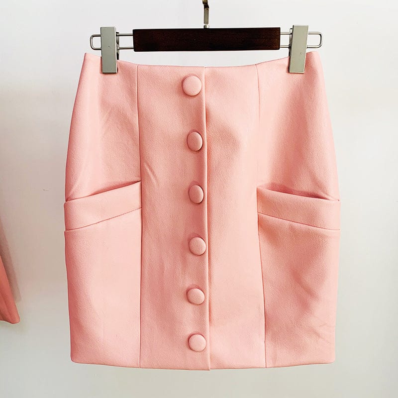 Leather women's PU skirts with button pocket gril's skirt short plus size women's skirts
