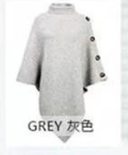 Length to sharp corner 100CM, bust 192CM / 2 One size Autumn and Winter New Shawl Cloak Sweater Solid High Neck Knit Coat