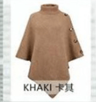 Length to sharp corner 100CM, bust 192CM / 3 One size Autumn and Winter New Shawl Cloak Sweater Solid High Neck Knit Coat