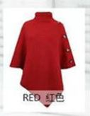 Length to sharp corner 100CM, bust 192CM / 6 One size Autumn and Winter New Shawl Cloak Sweater Solid High Neck Knit Coat