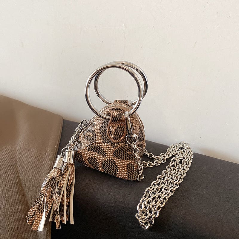 Leopard brown Wholesale fashion girls small tassel coin purses ladies shoulder luxury sling women's mini bags