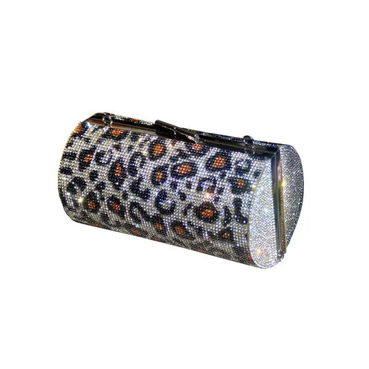 Leopard DY002 Leopard Fashion Diamonds Women Clutch Metal Luxury Rhinestones Shoulder Chain Small Female Handbags Purse